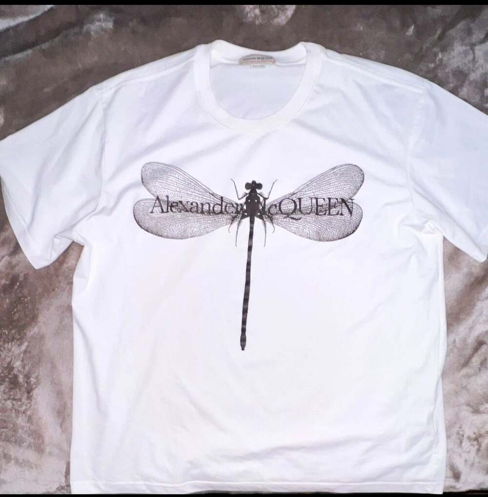 Alexander McQueen Dragonfly Print T-Shirt Size medium but says XXL White
